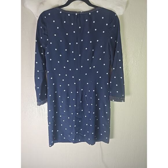 J Crew Silk Shift Dress Womens 00 Blue Polka Dot Career Office Lined Pockets - Picture 5 of 5